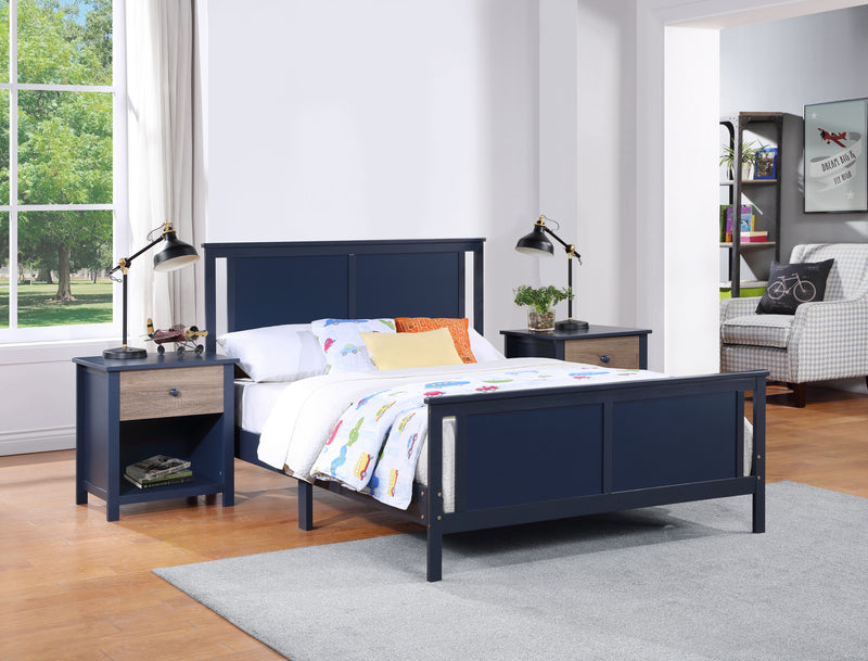 Connelly Full Bed Midnight Blue/Vintage Walnut