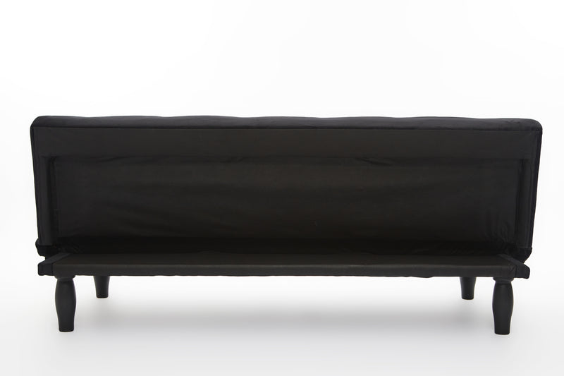 2534B Sofa converts into sofa bed 66" black velvet sofa bed suitable for family living room, apartment, bedroom