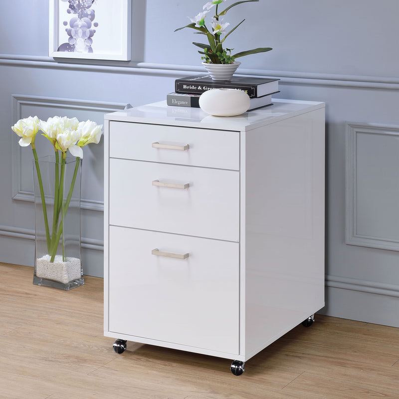 File Cabinet in White High Gloss & Chrome