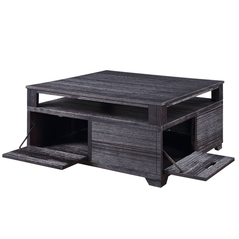 Square Wood Coffee Table With Door Fronts Storage