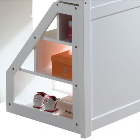 Loft Bed & Storage for Kids in White