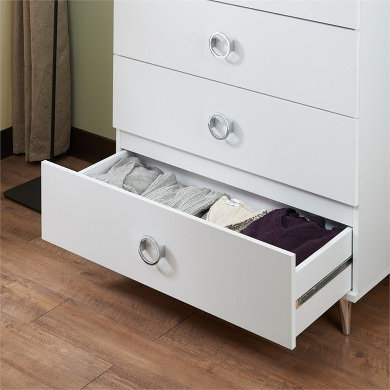 5 Drawers Chest Wood Cabinet with Metal Foots