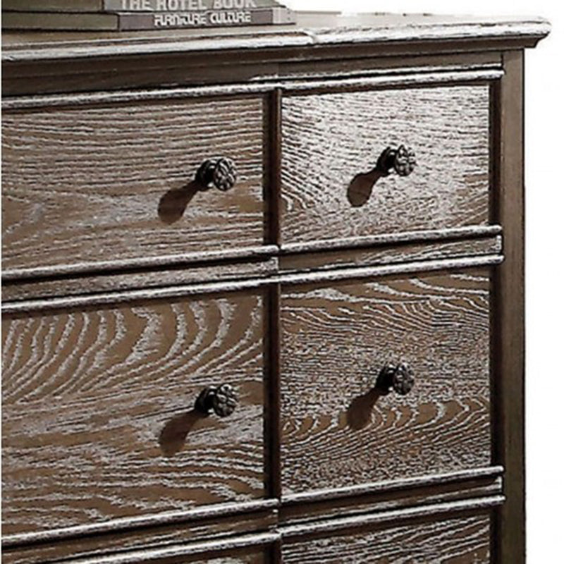 Wood Cabinet Chest Dresser with Drawers  in Weathered Oak
