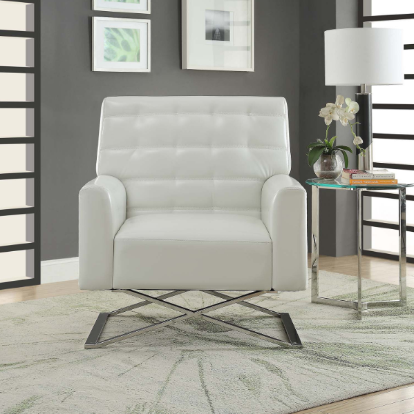Accent Chair in White PU & Stainless Steel