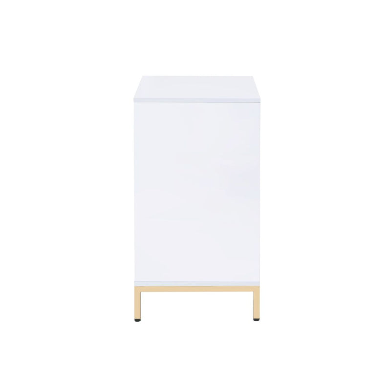 Cabinet in White High Gloss & Gold
