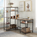 Office Computer desk with multiple storage shelves, Modern Large Office Desk with Bookshelf and storage space