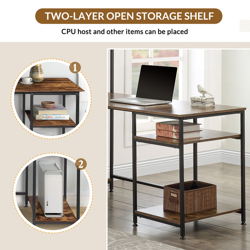 Office Computer desk with multiple storage shelves, Modern Large Office Desk with Bookshelf and storage space