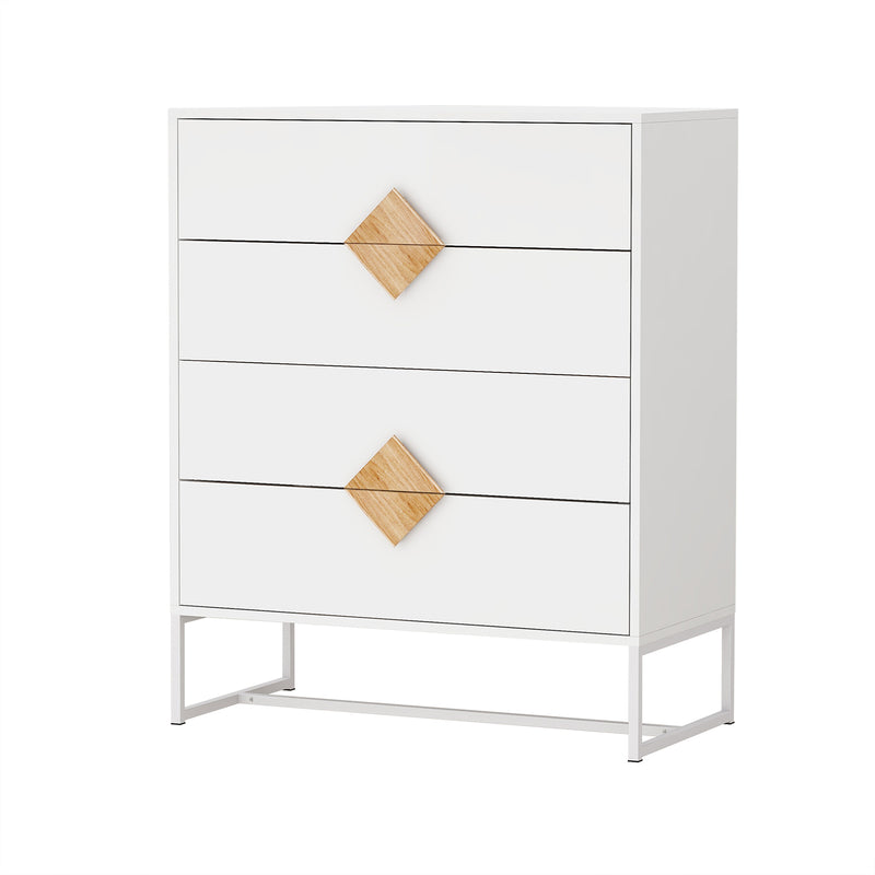 Solid wood special shape square handle design with 4 drawers bedroom furniture dressers