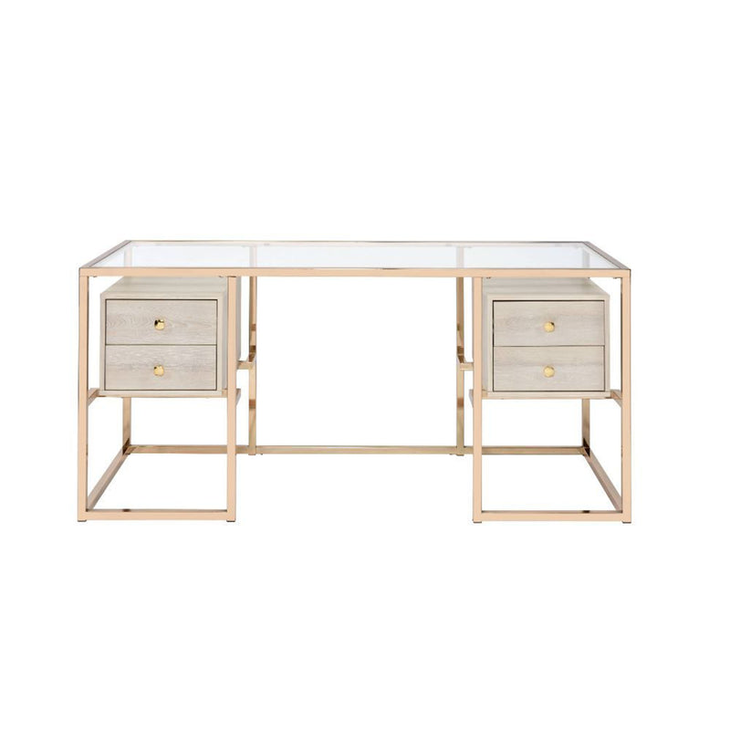 Desk, Clear Glass & Gold
