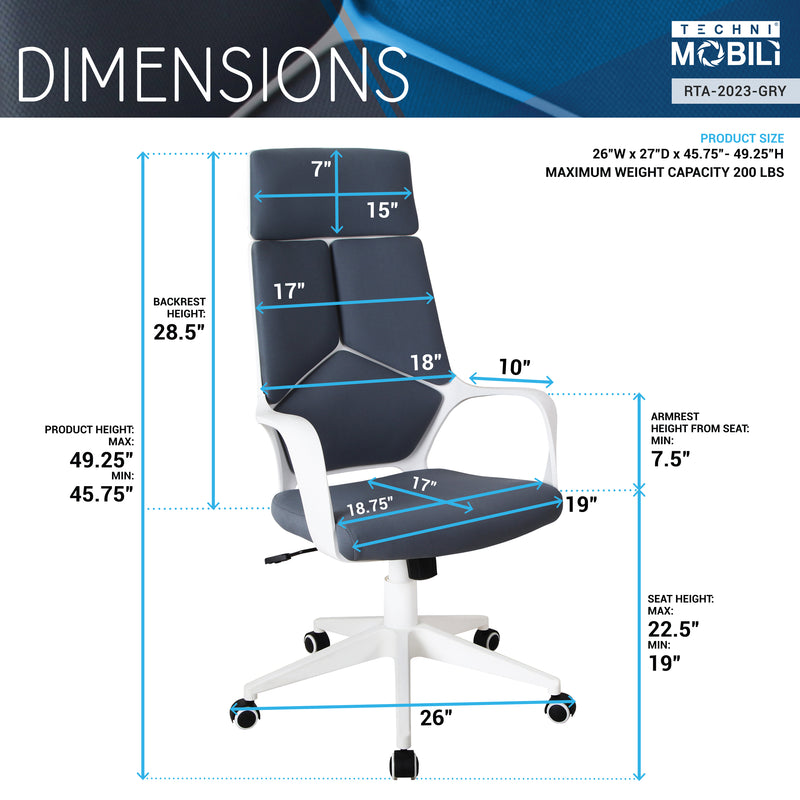 Modern Studio Office Chair, Grey/White