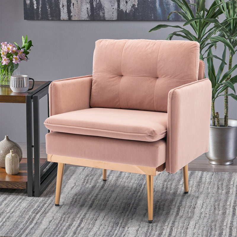 Living Room Chairs Modern Tufted Chaise Lounge Chair/Accent Chair Pink