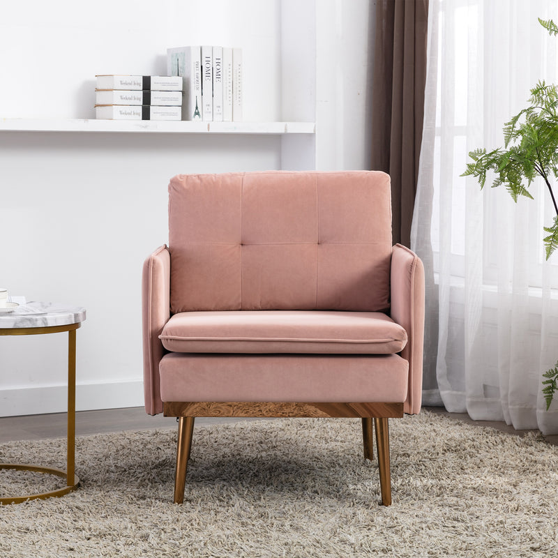 Living Room Chairs Modern Tufted Chaise Lounge Chair/Accent Chair Pink