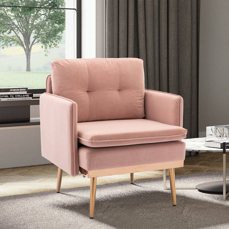 Living Room Chairs Modern Tufted Chaise Lounge Chair/Accent Chair Pink