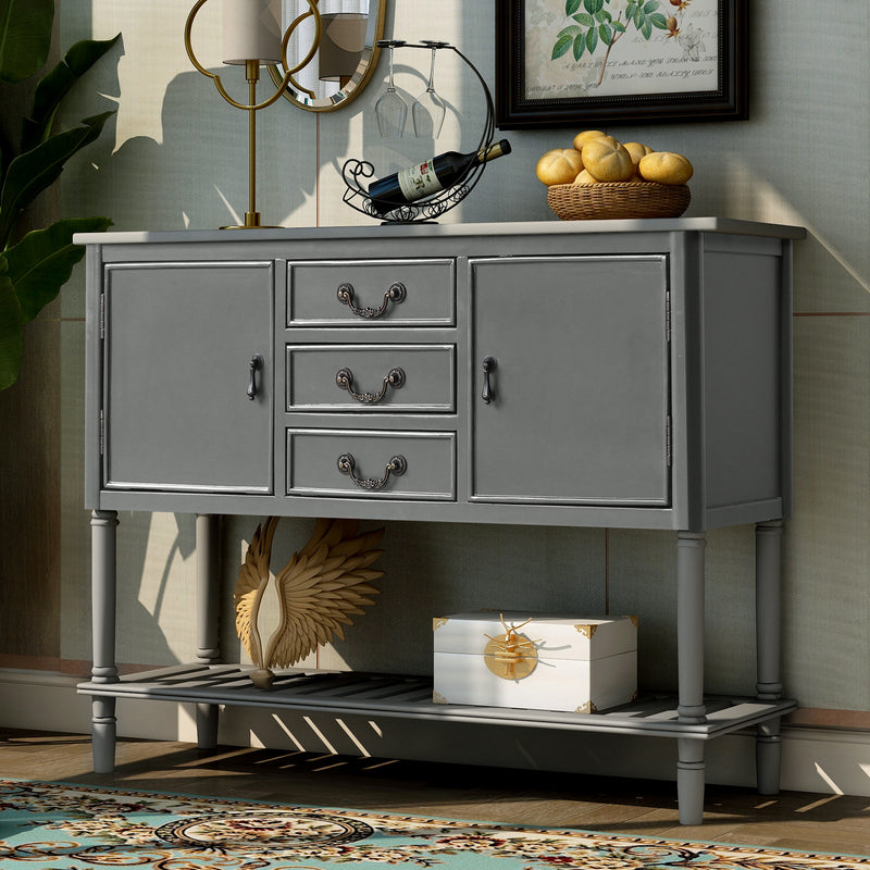 Modern Console Table Sofa Table for Living Room with 3 Drawers, 2 Cabinets and 1 Shelf