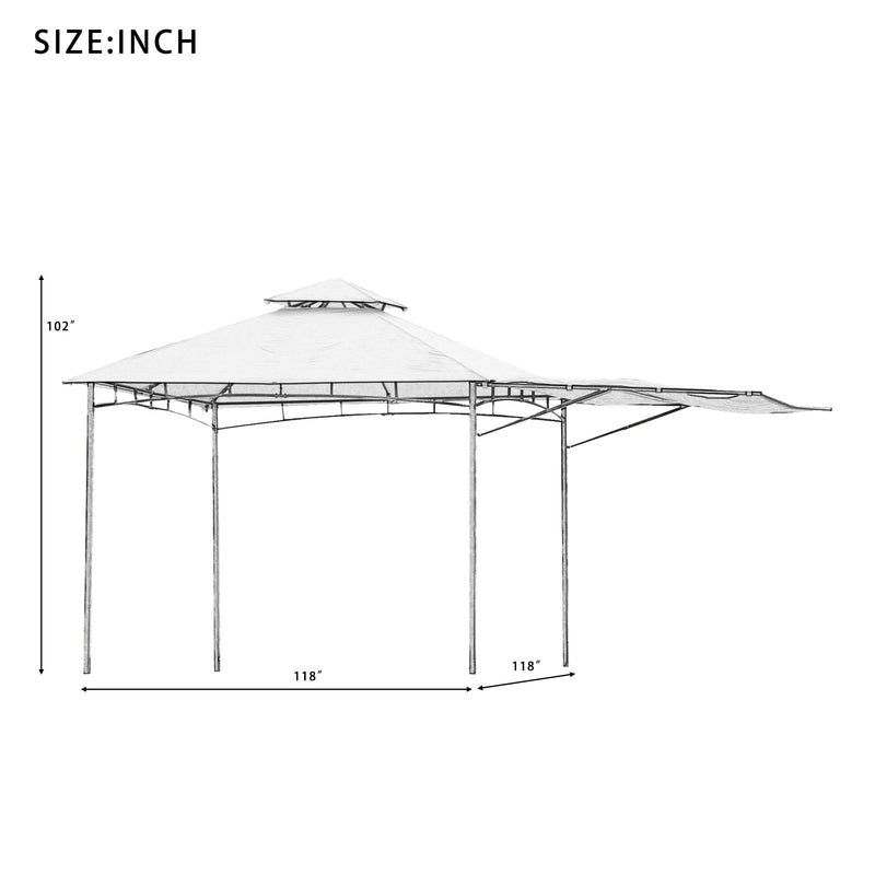 Foot Easy Assembly Seasonal Shade UV Protection with Extendable Awning Outdoor Gazebo