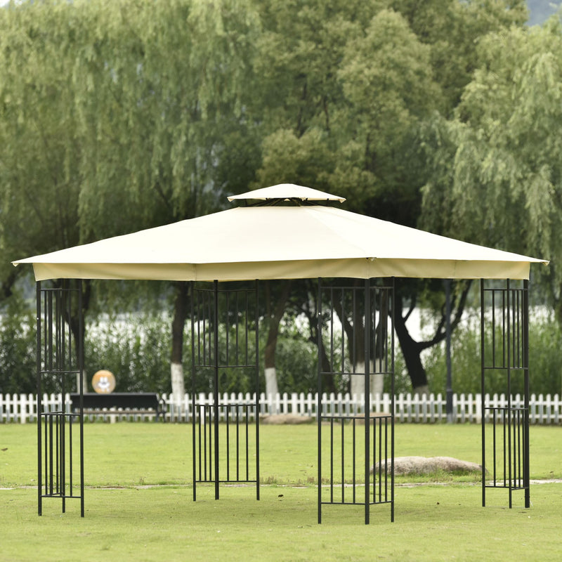 Patio Gazebos for Patios Double Roof Soft Canopy Garden Backyard Gazebo for Shade and Rain,Beige