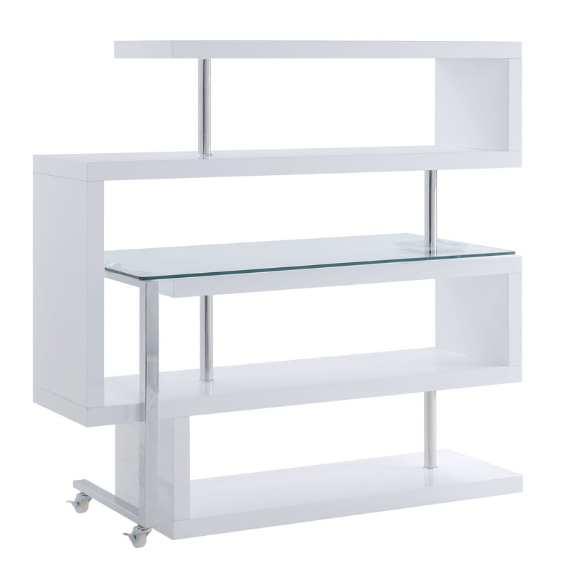Desk w/Shelf, Clear Glass, Walnut & Chrome Finish