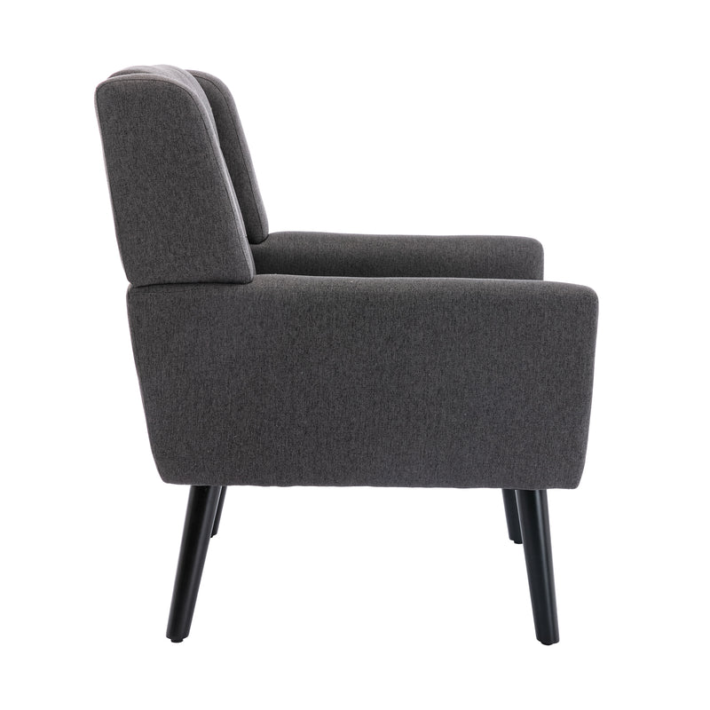 Modern Soft Linen Material Ergonomics Accent Chair Living Room Chair Bedroom Chair Home Chair With Black Legs For Indoor Home