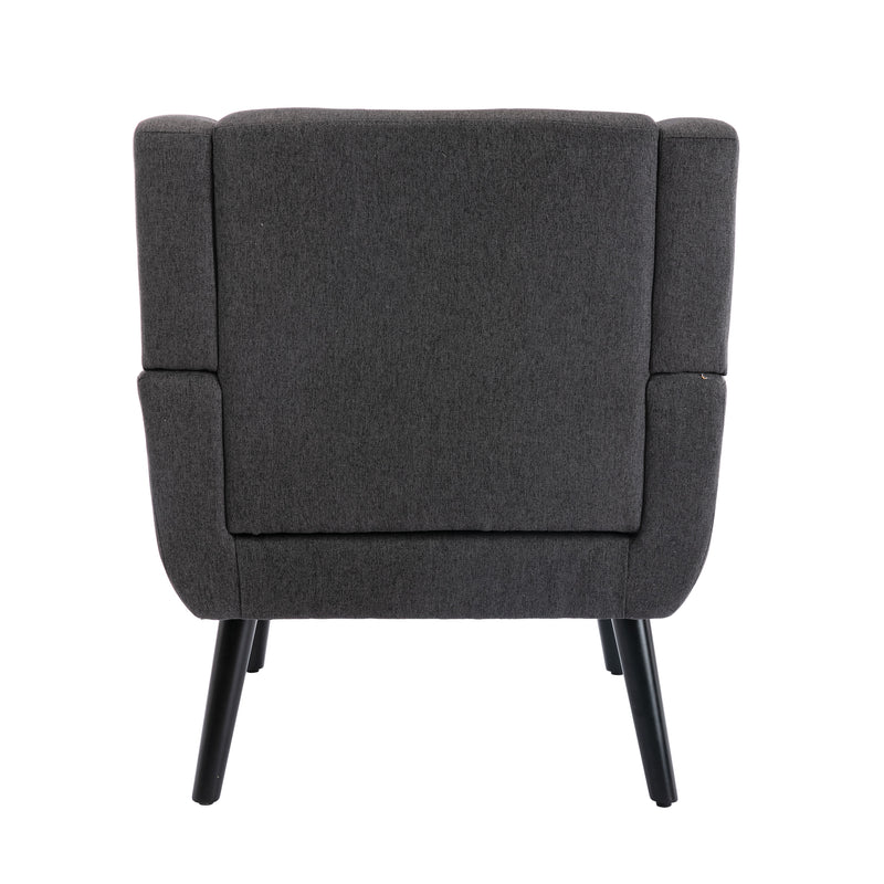 Modern Soft Linen Material Ergonomics Accent Chair Living Room Chair Bedroom Chair Home Chair With Black Legs For Indoor Home