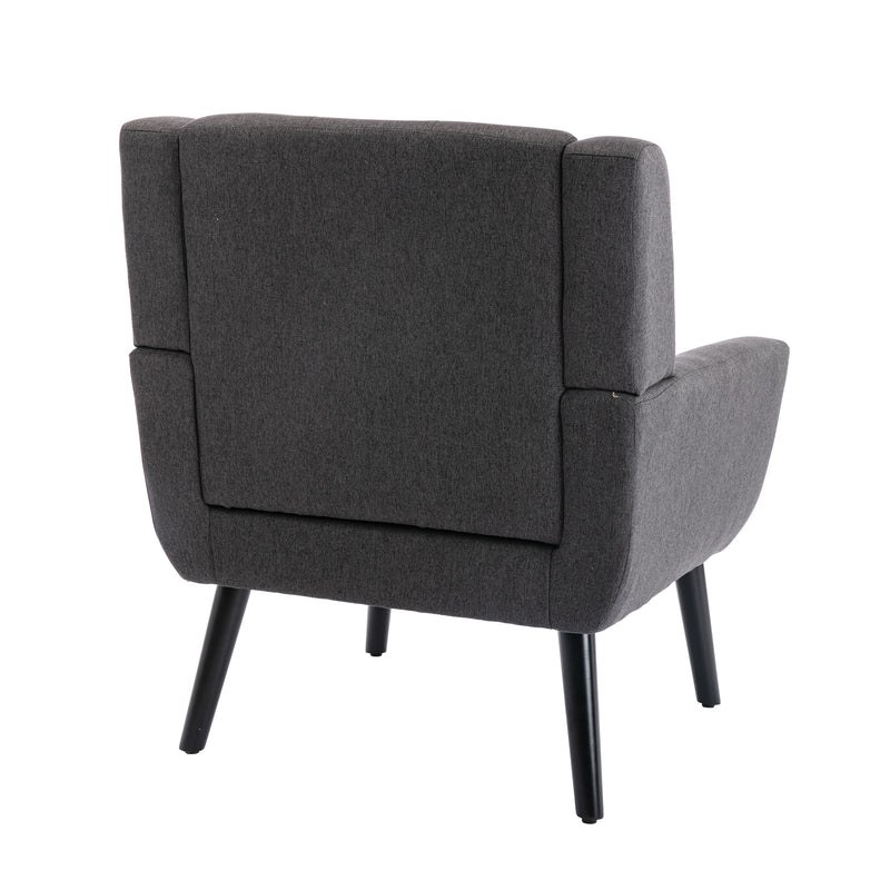 Modern Soft Linen Material Ergonomics Accent Chair Living Room Chair Bedroom Chair Home Chair With Black Legs For Indoor Home