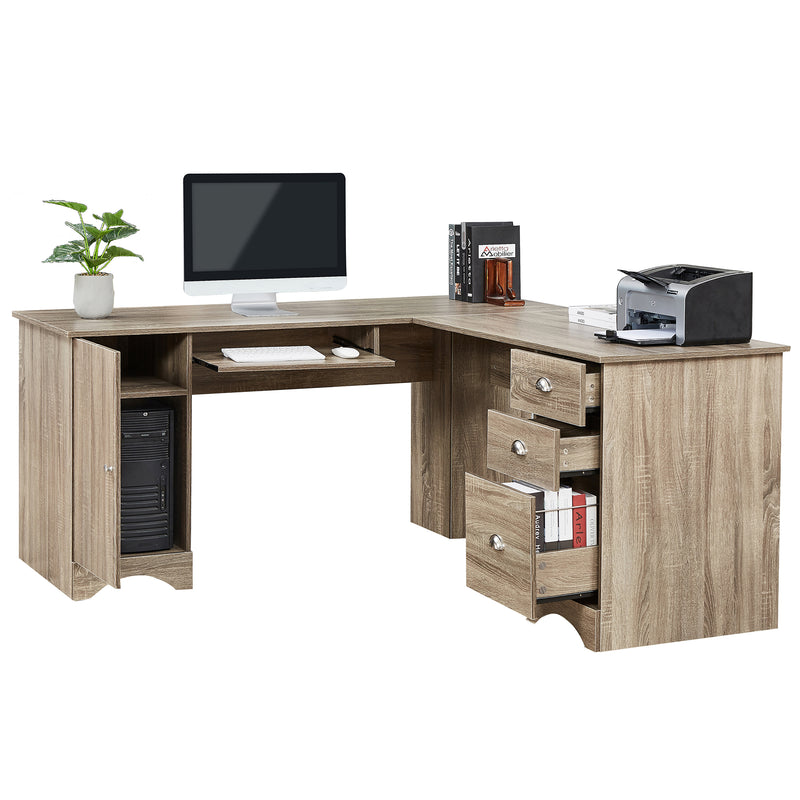 L-shaped Office Desk Computer Desk with Storage and Shelf Study/Writing Desk for Home