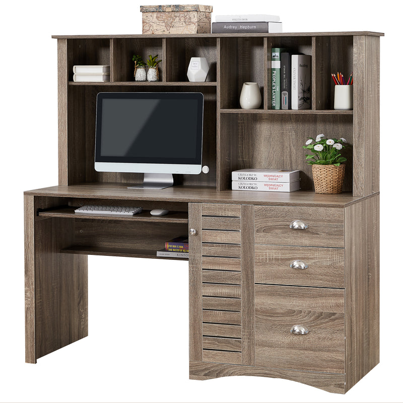 Home Office Desk Computer Desk with Storage and Shelf Functional Writing Desk Letter-size Drawer