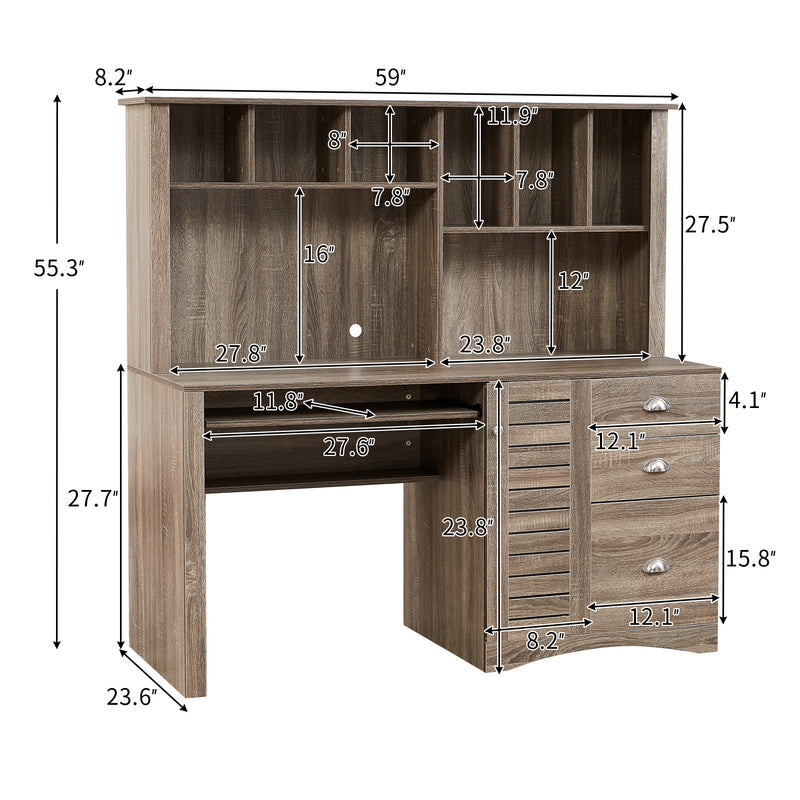 Home Office Desk Computer Desk with Storage and Shelf Functional Writing Desk Letter-size Drawer