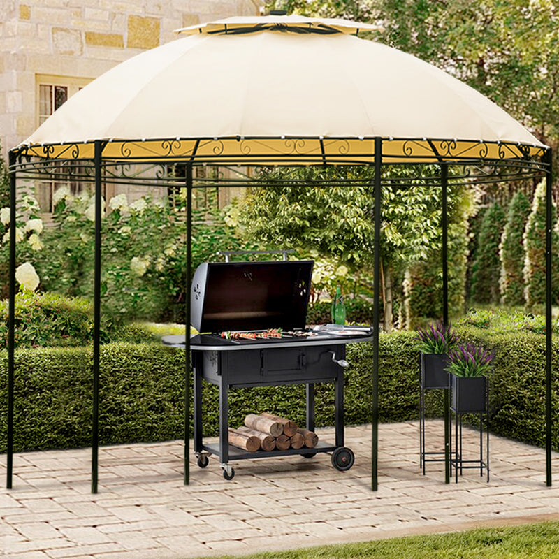 Outdoor Gazebo Steel Fabric Round Soft Top Gazebo，Outdoor Patio Dome Gazebo with Removable Curtains