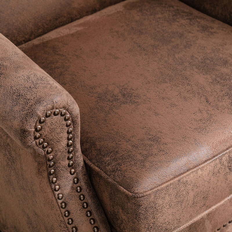 Living Traditional Upholstered PU Leather Club Chair with Nailhead Trim