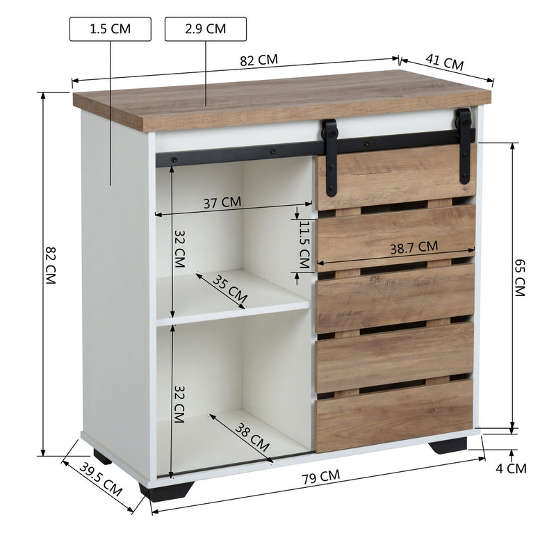 Woven Paths 32" Sliding Slat Door Accent Cabinet, ding Single Slat Door Storage Console