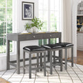 4-Piece Counter Height Table Set with Socket and Leather Padded Stools