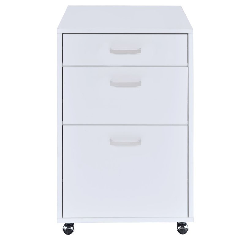 File Cabinet in White High Gloss & Chrome