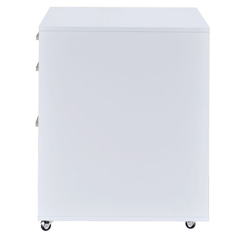 File Cabinet in White High Gloss & Chrome