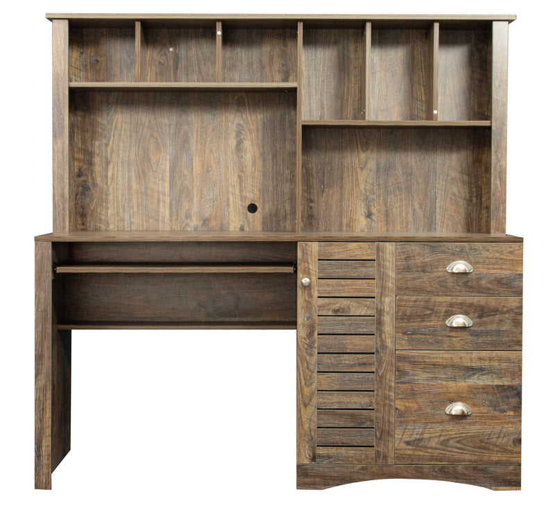 Home Office Computer Desk with Hutch,Antiqued Oak finish