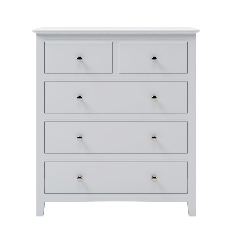 5 Drawers Solid Wood Chest in White