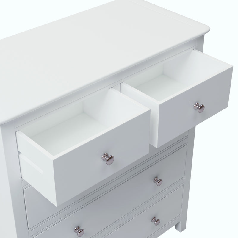 5 Drawers Solid Wood Chest in White