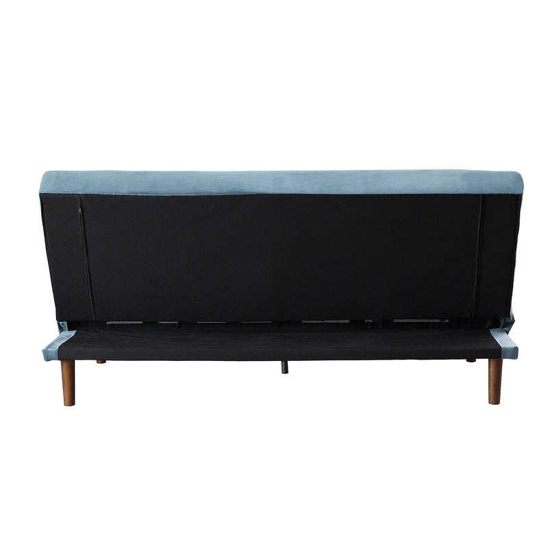 Adjustable Sofa in Teal Velvet & Dark Walnut Finish