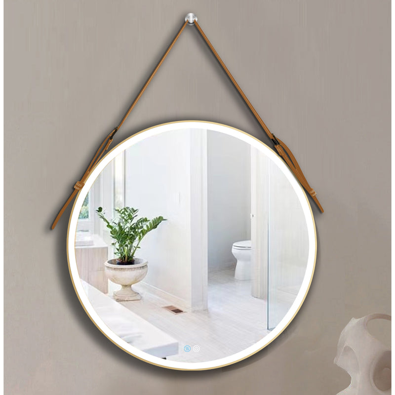 Bathroom LED Mirror 28 Inch Round Bathroom Mirror with Lights Smart 3 Lights Dimmable Illuminated Bathroom Mirror Wall Mounted Large LED Mirror Anti-Fog Lighted Vanity Mirror