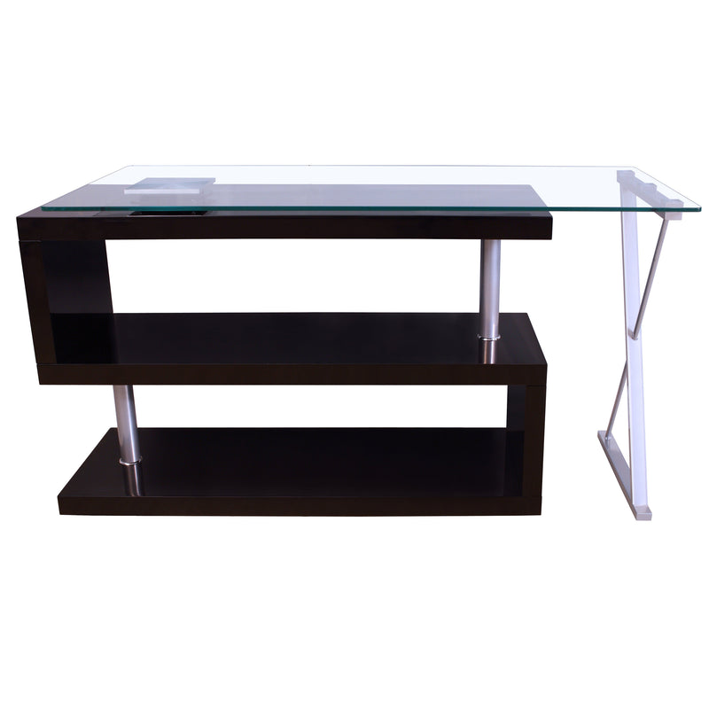 Desk in Black High Gloss & Clear Glass