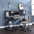 Metal Comupter Desk with Drawer and Shelves