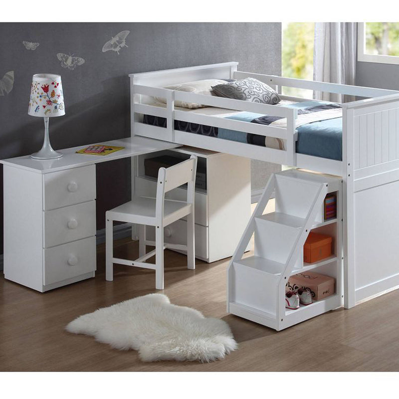 Loft Bed & Storage for Kids in White