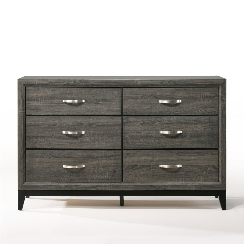 Wood Cabinet with 6 Drawers Chest Dresser in Weathered Gray