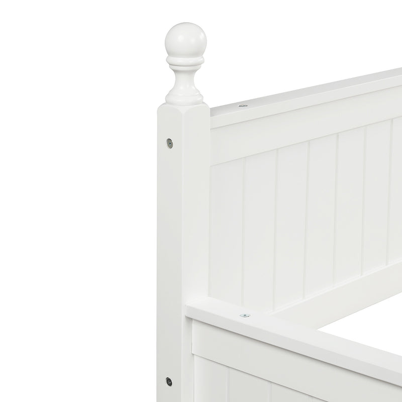 Twin Size Wood Daybed with Twin Size Trundle (White)