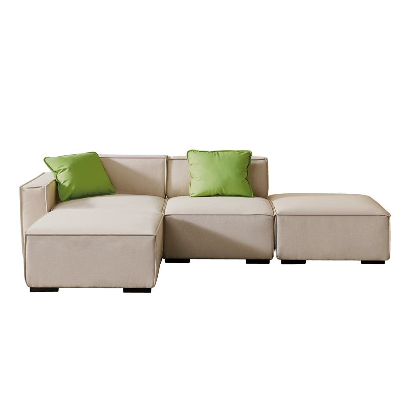 Modular Sectional Fabric Sofa (Beige)