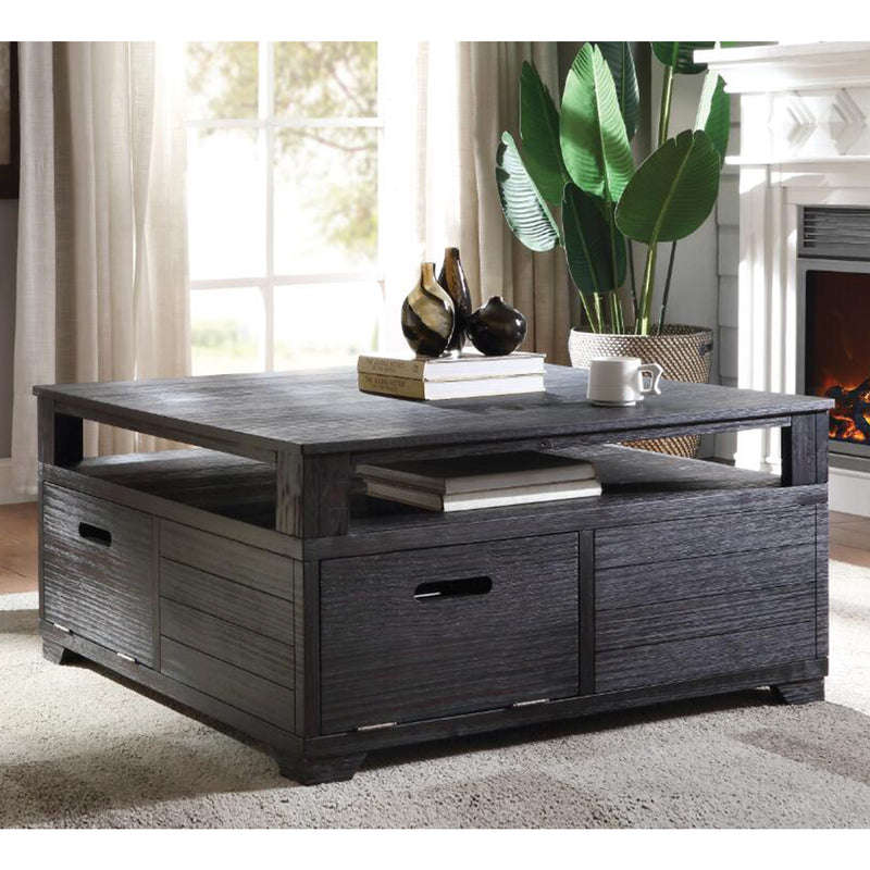 Square Wood Coffee Table With Door Fronts Storage