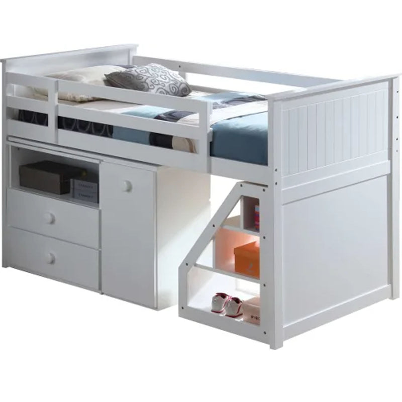 Loft Bed & Storage for Kids in White