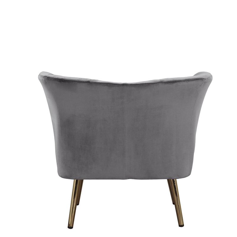 Accent Chair, Gray Velvet & Gold