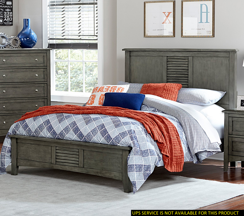 Transitional Style Cool Gray Finish 1pc Queen Size Bed Birch Veneer Wood Bedroom Furniture
