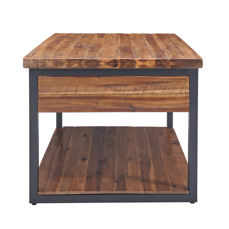 Claremont 42"L Rustic Wood Coffee Table with Low Shelf