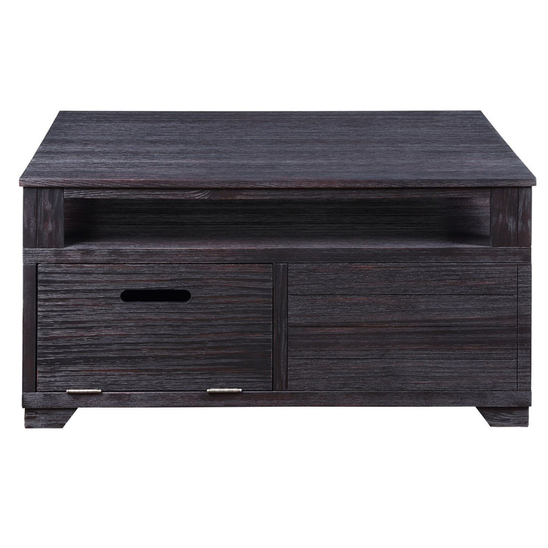 Square Wood Coffee Table With Door Fronts Storage